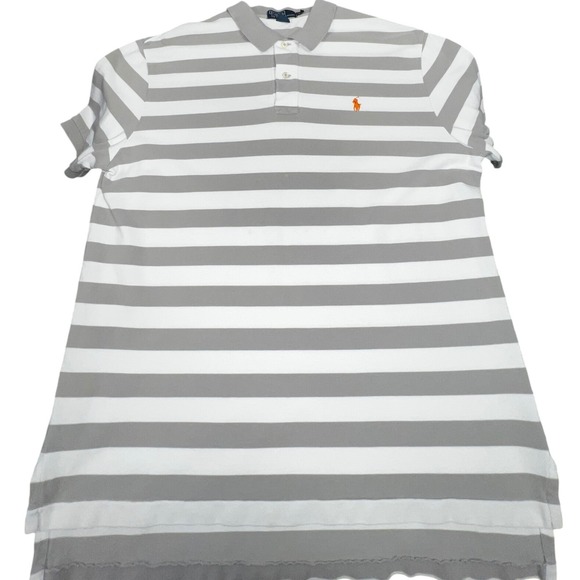 Polo Ralph Lauren Other - Polo Ralph Lauren Mens XL Grey White Striped Short‎ Sleeve Cotton Polo Shirt